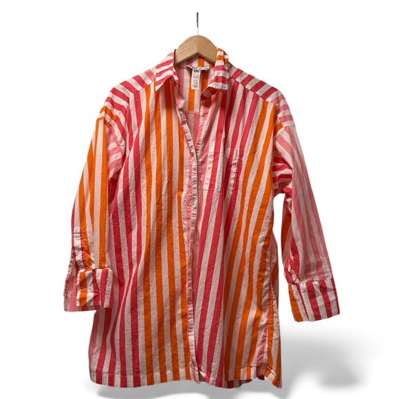 BEACH RIOT Revolve 100% Cotton "Sunset Stripes" Button Down Shirt Coverup Small - Picture 2 of 5